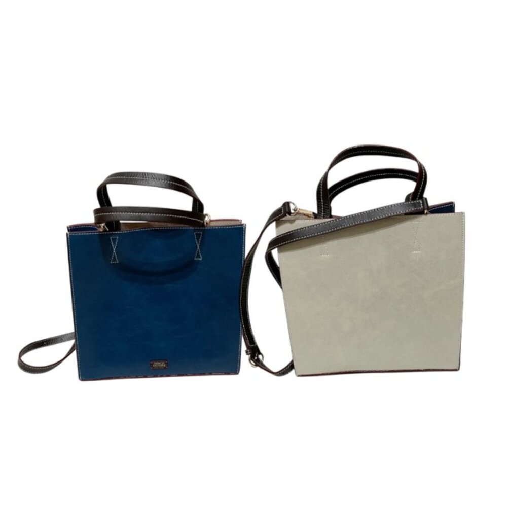 Frances Valentine New York Two Tone Leather Crossbody Handbag Combo NWT